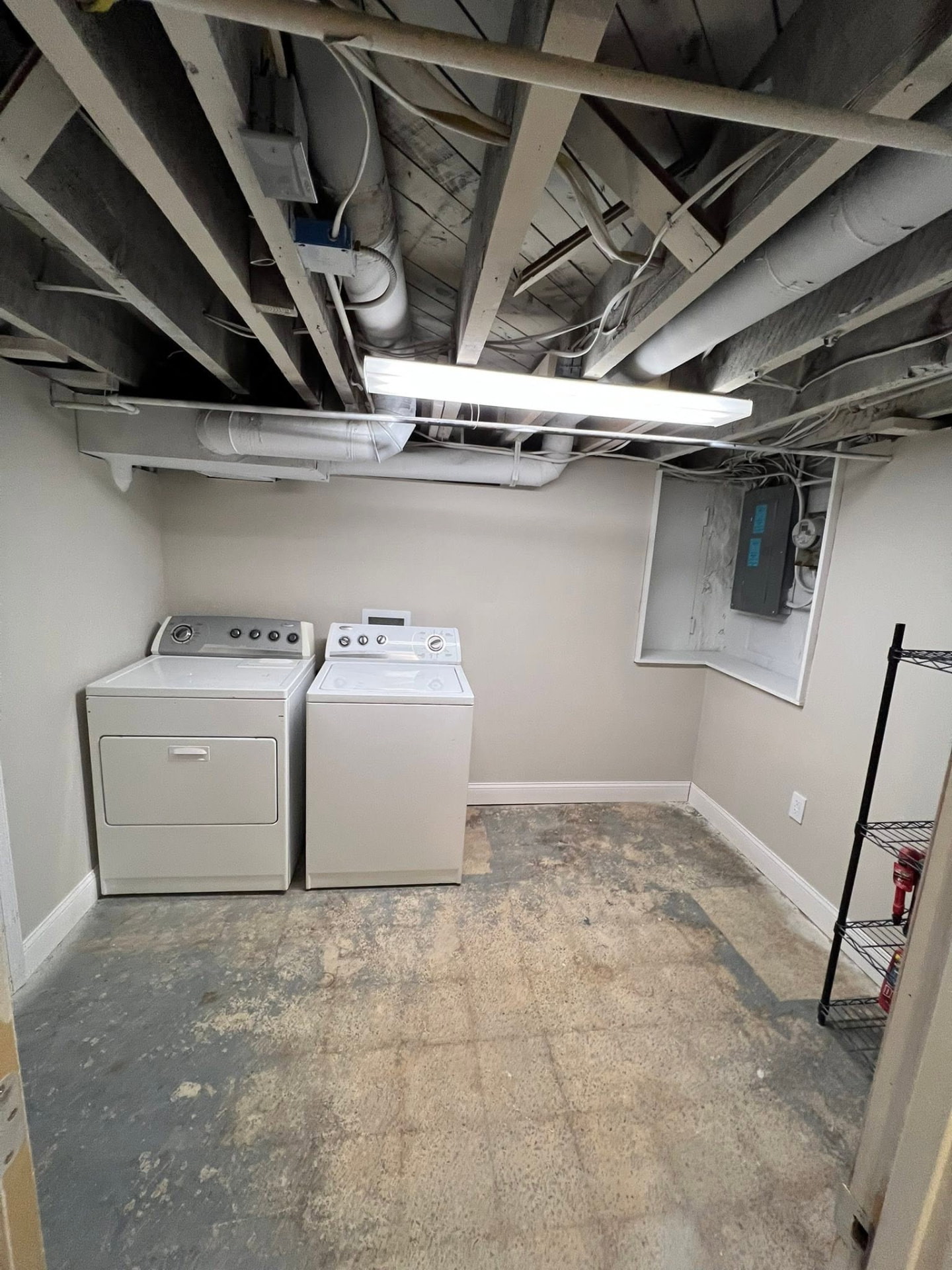 Unfinished mechanical room being inspected before work